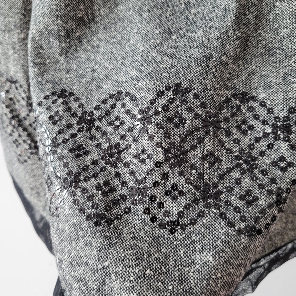 Loft Gray Sequin Wool Blend Skirt - Picture 5 of 10